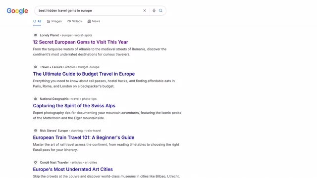 Google Search and Result Animation AI motion template preview
